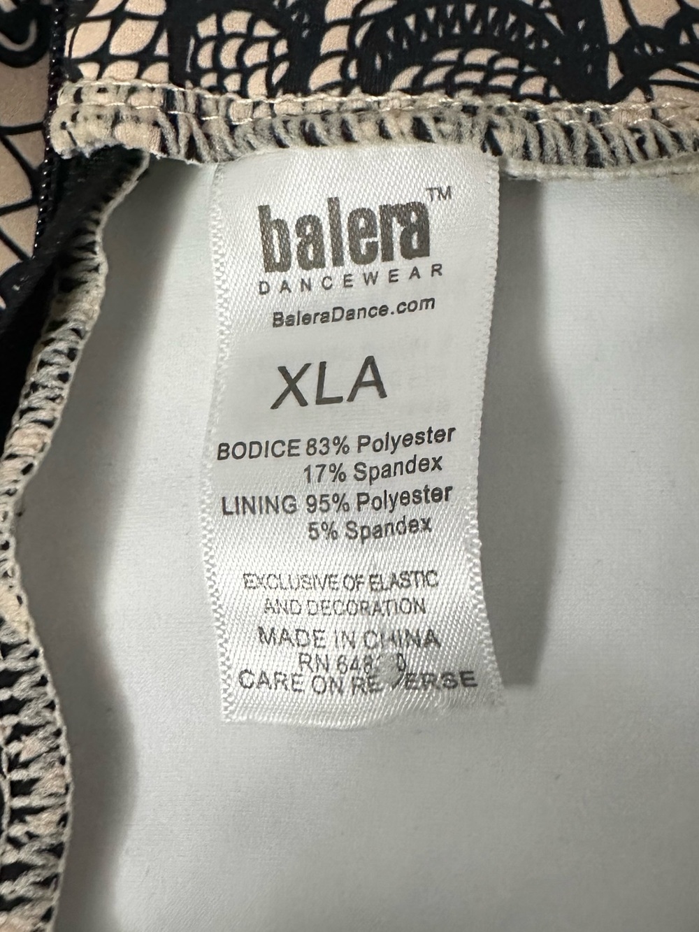 Balera‎ Performance Lace Plunge Print Leotard Nude & Black Size XLA = XL Adult - Picture 4 of 6